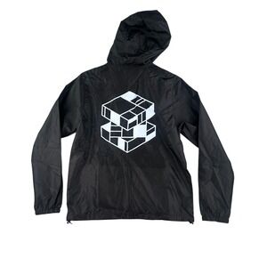 Perplex Apparel Windbreaker Jacket Small Black Hooded‎ Nylon Mesh Colorado